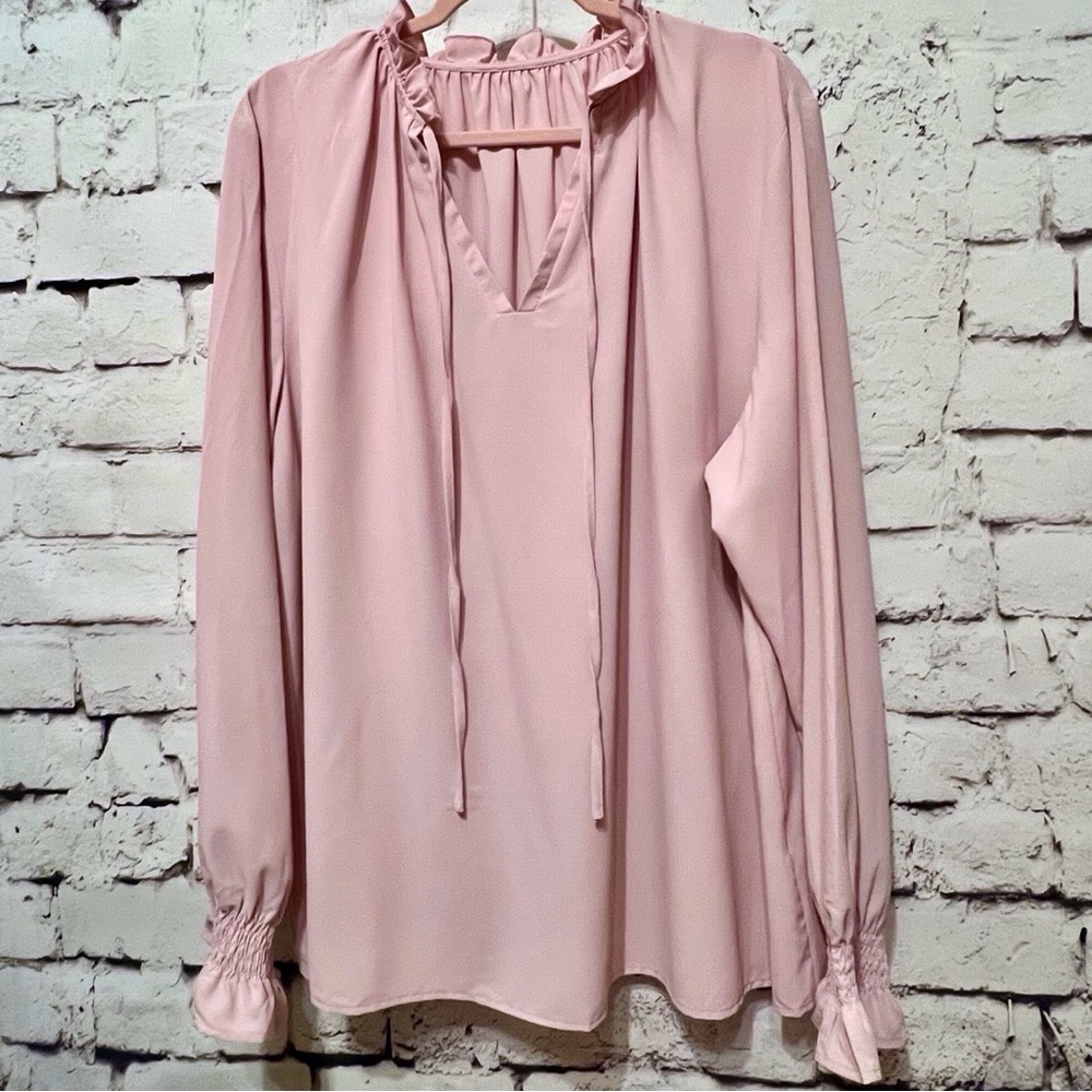 Women Boho Floral Print V Neck Long Sleeve Drawstring Chiffon Blouses 3X